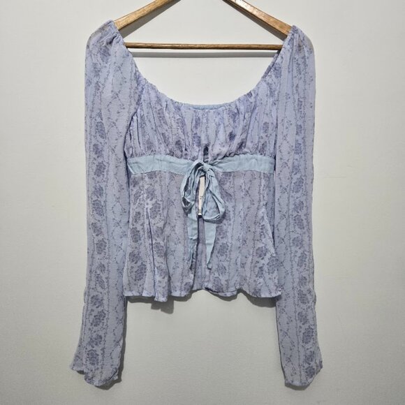 NWT Kimchi Blue Phoebe Babydoll Top Sz XS Fairy Boho Cottagecore Festival Sheer - Picture 1 of 12